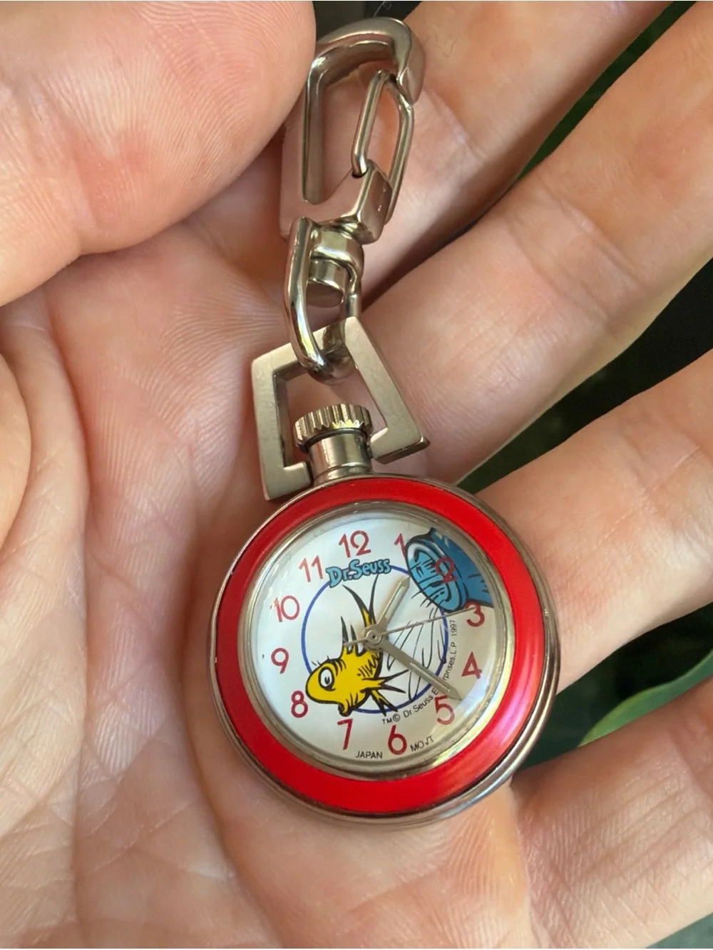 Dr. Seuss Red Clip-On Pocket Watch New Battery